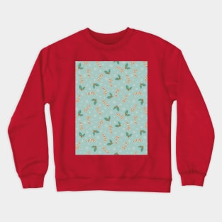 Christmas pattern with holly berry, candy cane and snowflakes Crewneck Sweatshirt